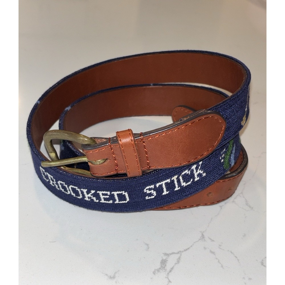 Smathers & Branson Crooked Stick Golf Needlepoint Belt Size 42 EUC